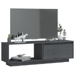 Mobile Porta TV Grigio 110x30x33,5 cm in Legno Massello di Pino