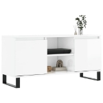 Mobile Porta TV Bianco Lucido 104x35x50 cm in Legno Multistrato