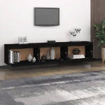 Mobili Porta TV 3 pz Neri in Legno Massello di Pino