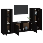 Set Mobili Porta TV 3 pz Nero in Legno Multistrato