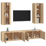 Set di Mobili Porta TV 4 pz Rovere Sonoma in Legno Multistrato