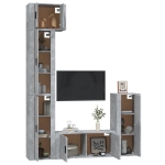 Set di Mobili Porta TV 5 pz Grigio Cemento in Legno Multistrato