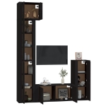 Set di Mobili Porta TV 5 pz Nero in Legno Multistrato