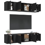 Set Mobili Porta TV 6 pz Nero in Legno Multistrato