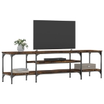 Mobile TV Rovere Fumo 161x35x45 cm in Legno Multistrato e Ferro
