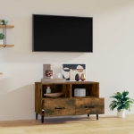 Mobile Porta TV Rovere Fumo 80x36x50 cm in Legno Multistrato