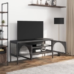 Mobile Porta TV Nero 105x35x50 cm Vetro e Acciaio