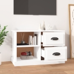 Mobile Porta TV Bianco Lucido 73x35,5x47,5 cm Legno Multistrato