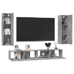 Set Porta TV 4 pz Grigio Cemento in Truciolato