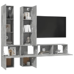 Mobile Porta TV a Parete Grigio Cemento in Legno Multistrato
