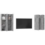 Mobili TV 4 pz Grigio Cemento 30,5x30x110 cm in Truciolato