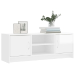 Mobile Porta TV Bianco Lucido 102x30x37,5 cm Legno Multistrato