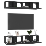 Mobili TV 4 pz Nero 80x30x30 cm in Truciolato