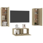 Set Porta TV 3 pz Rovere Sonoma in Truciolato