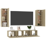 Set Porta TV 4 pz Rovere Sonoma in Truciolato