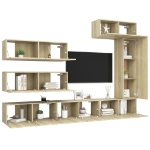 Set Porta TV 7 pz Rovere Sonoma in Truciolato