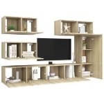 Set Porta TV 6 pz Rovere Sonoma in Truciolato