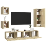 Set Porta TV 5 pz Rovere Sonoma in Truciolato