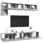 Set Porta TV 5 pz Grigio Cemento in Truciolato