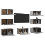 Mobili TV 7 pz Grigio Cemento 30,5x30x60 cm in Truciolato