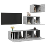 Set Porta TV 4 pz Grigio Cemento in Truciolato