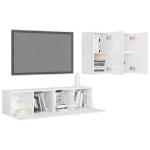 Set Mobili TV 4 pz Bianco Lucido in Truciolato