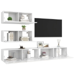 Set Mobili TV 4 pz Bianco Lucido in Truciolato