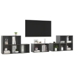 Set Mobili TV 8 pz Grigio Lucido in Truciolato