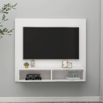 Mobile TV a Muro Bianco Lucido 102x23,5x90 cm in Truciolato