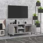 Mobile TV con Gambe in Metallo Grigio Cemento 103,5x35x50 cm