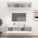 Mobili TV 4 pz Bianchi 80x30x30 cm in Legno Multistrato