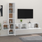 Set di Mobili Porta TV 5 pz Bianco Lucido in Legno Multistrato