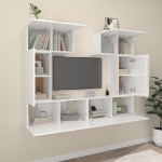 Set di Mobili Porta TV 6 pz Bianco Lucido in Legno Multistrato