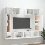 Set di Mobili Porta TV 6 pz Bianco Lucido in Legno Multistrato