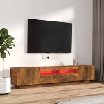 Set Mobili TV 2pz con Luci LED Rovere Fumo in Legno Multistrato