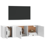 Set di Mobili Porta TV 2 pz Bianco in Legno Multistrato