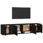 Set Mobili Porta TV 3 pz Nero in Legno Multistrato
