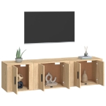 Set di Mobili Porta TV 3 pz Rovere Sonoma in Legno Multistrato
