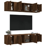 Set Mobili Porta TV 6 pz Rovere Marrone in Legno Multistrato