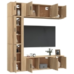 Set di Mobili Porta TV 7 pz Rovere Sonoma in Legno Multistrato