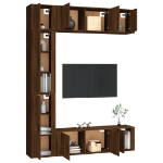 Set Mobili Porta TV 7 pz Rovere Marrone in Legno Multistrato