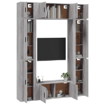 Set Mobili Porta TV 8pz Grigio Sonoma in Legno Multistrato