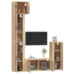 Set di Mobili Porta TV 5 pz Rovere Sonoma in Legno Multistrato