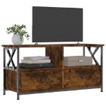 Mobile TV Rovere Fumo 90x33x45 cm in Legno Multistrato e Ferro