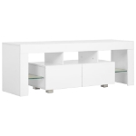 Mobile Porta TV con Luci LED Bianco Lucido 130x35x45 cm