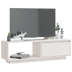 Mobile Porta TV Bianco 110x30x33,5 cm in Legno Massello di Pino