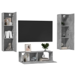 Set Porta TV 3 pz Grigio Cemento in Truciolato