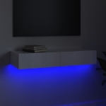 Mobile Porta TV con Luci LED Bianco Lucido 90x35x15,5 cm