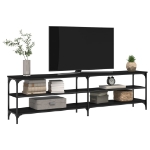 Mobile Porta TV Nero 180x30x50cm in Legno Multistrato e Metallo