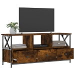Mobile TV Rovere Fumo 102x33x45 cm in Legno Multistrato e Ferro